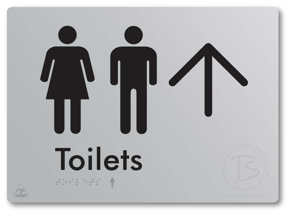 Toilets with Large Directional Arrow - Braille Tactile Signs Aust.