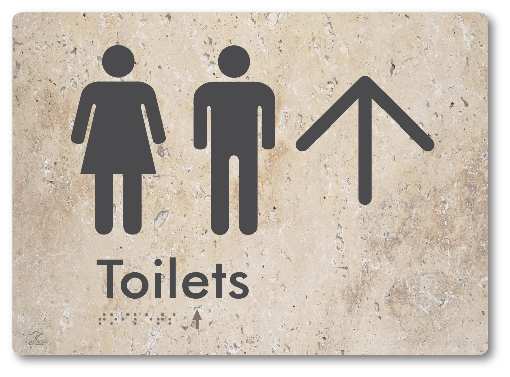 Toilets with Large Directional Arrow - Braille Tactile Signs Aust.
