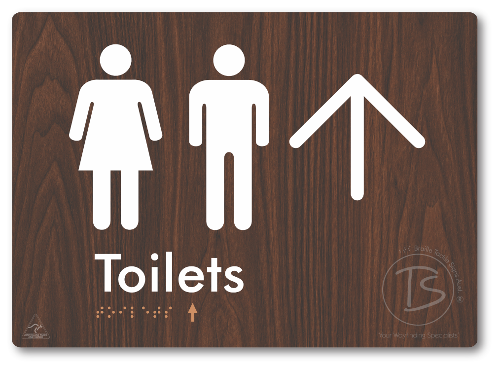 Toilets with Large Directional Arrow - Braille Tactile Signs Aust.