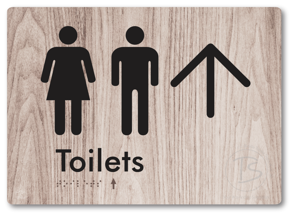 Toilets with Large Directional Arrow - Braille Tactile Signs Aust.