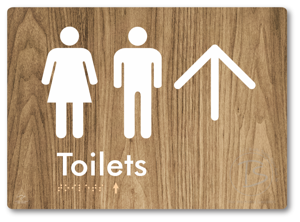 Toilets with Large Directional Arrow - Braille Tactile Signs Aust.