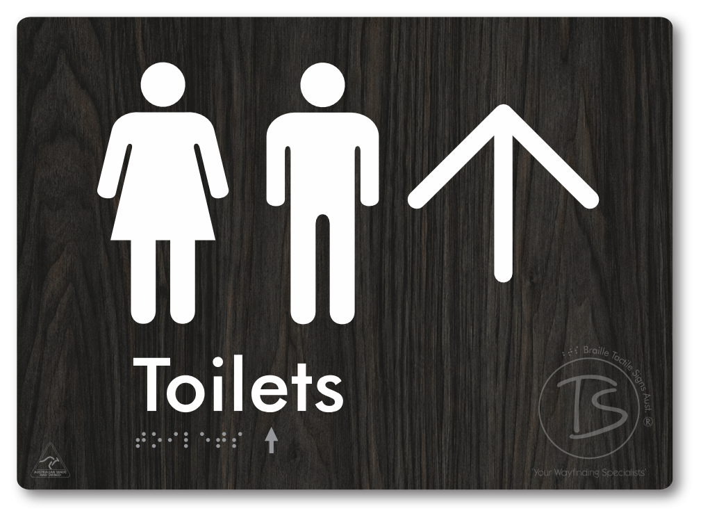 Toilets with Large Directional Arrow - Braille Tactile Signs Aust.