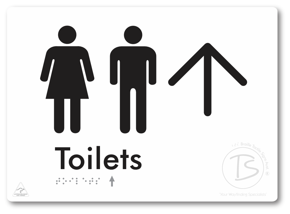 Toilets with Large Directional Arrow - Braille Tactile Signs Aust.