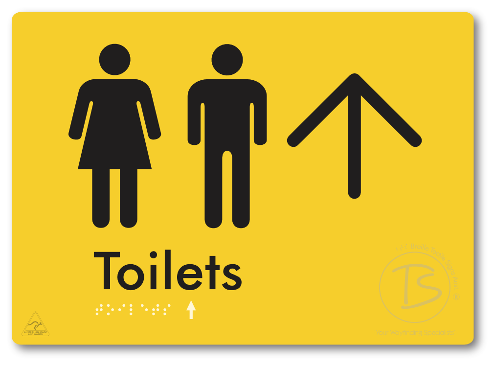 Toilets with Large Directional Arrow - Braille Tactile Signs Aust.