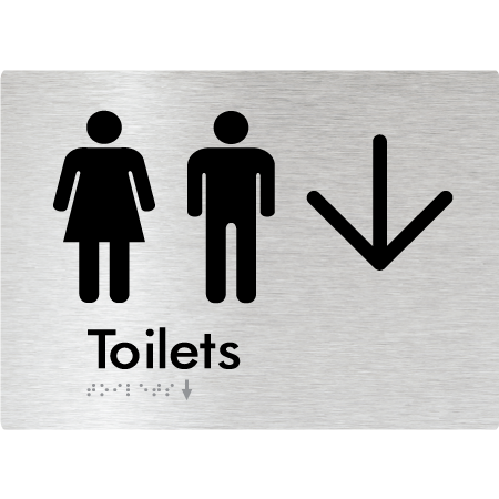 Toilets with Large Directional Arrow - Braille Tactile Signs Aust.