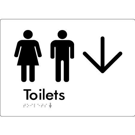 Toilets with Large Directional Arrow - Braille Tactile Signs Aust.