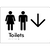 Toilets with Large Directional Arrow