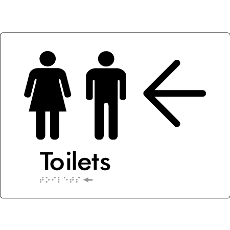Toilets with Large Directional Arrow - Braille Tactile Signs Aust.
