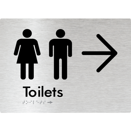 Toilets with Large Directional Arrow - Braille Tactile Signs Aust.
