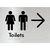 Toilets with Large Directional Arrow