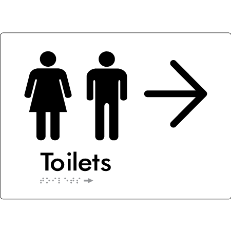 Toilets with Large Directional Arrow - Braille Tactile Signs Aust.