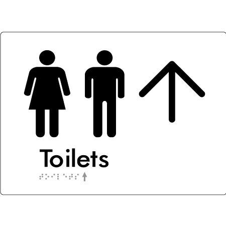 Toilets with Large Directional Arrow - Braille Tactile Signs Aust.