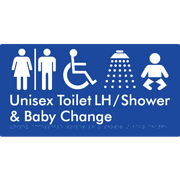 Unisex Accessible Toilet LH / Shower / Baby Change w/ Air Lock - Braille Tactile Signs Aust.