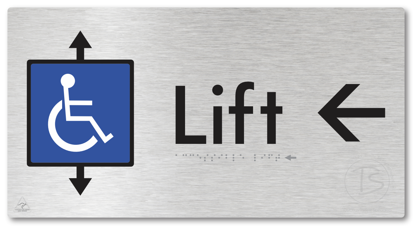 Accessible Lift with Directional Arrow - Braille Tactile Signs Aust.