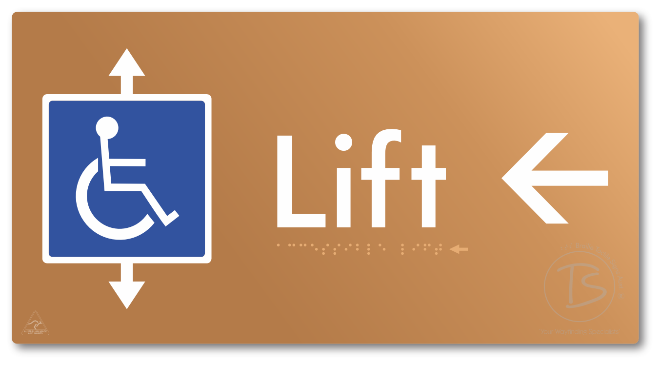 Accessible Lift with Directional Arrow - Braille Tactile Signs Aust.