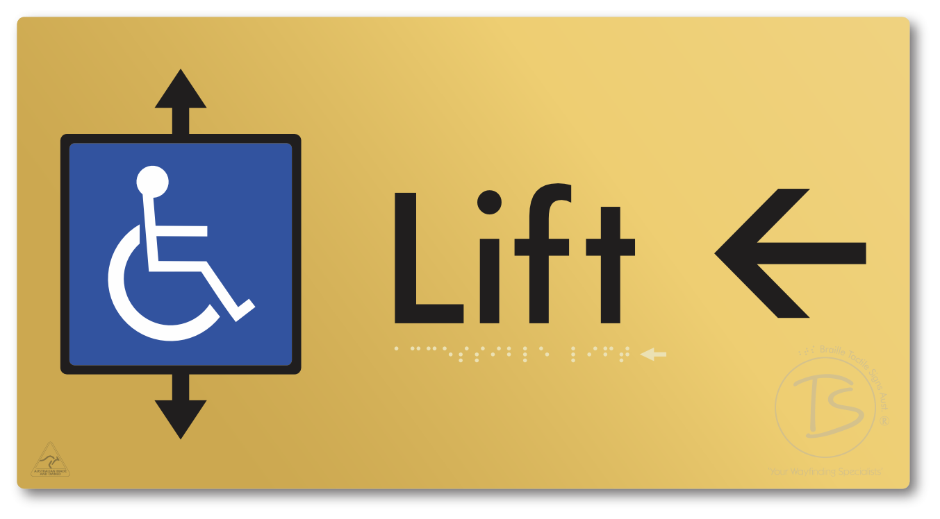Accessible Lift with Directional Arrow - Braille Tactile Signs Aust.