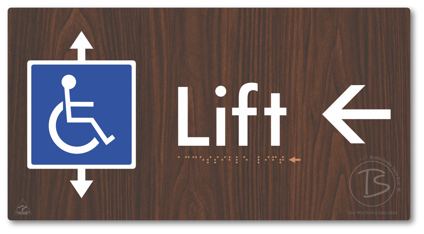 Accessible Lift with Directional Arrow - Braille Tactile Signs Aust.