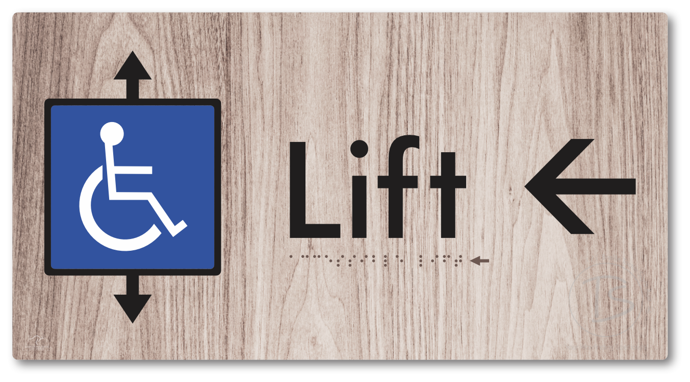 Accessible Lift with Directional Arrow - Braille Tactile Signs Aust.