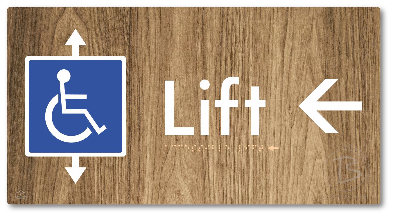 Accessible Lift with Directional Arrow - Braille Tactile Signs Aust.