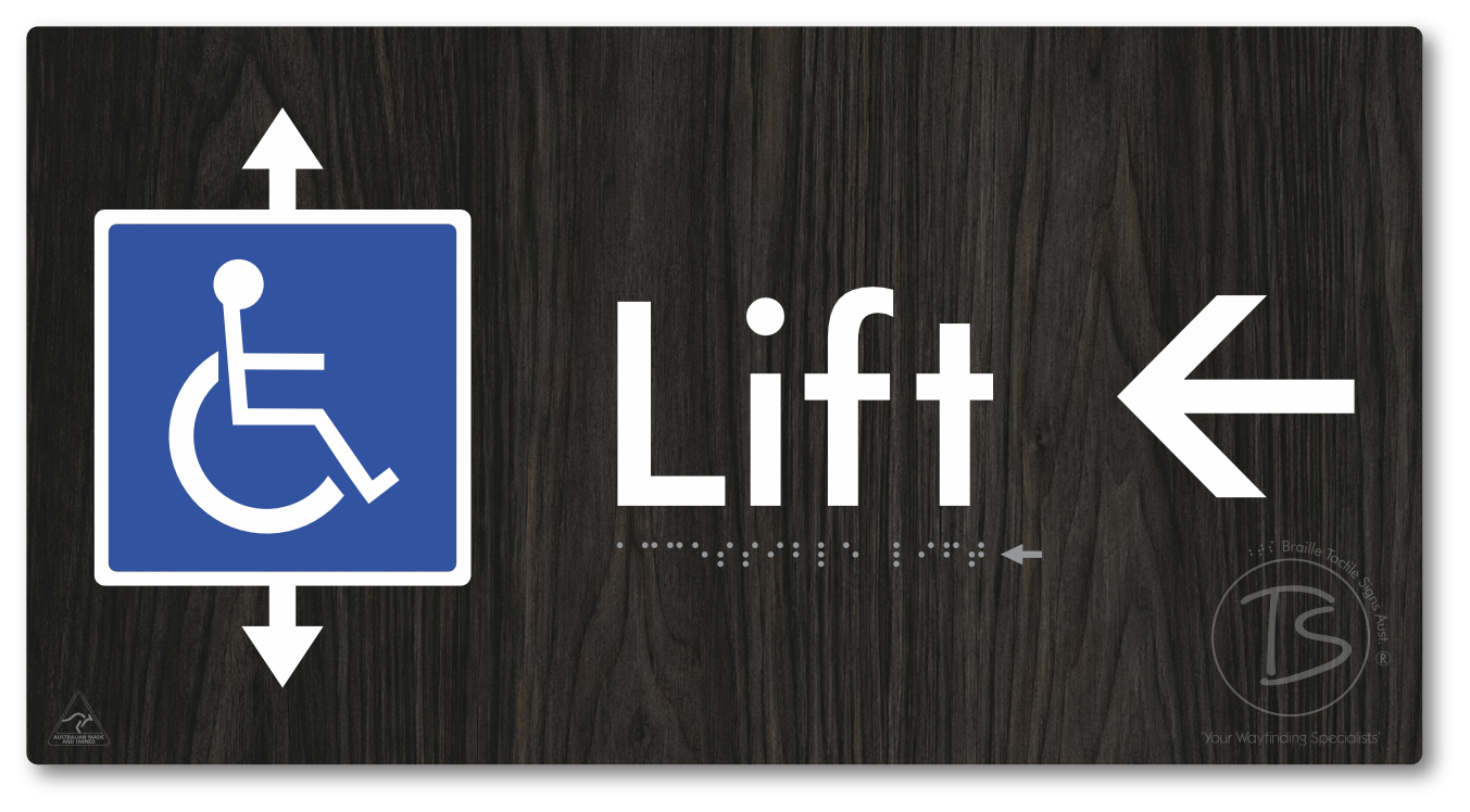 Accessible Lift with Directional Arrow - Braille Tactile Signs Aust.