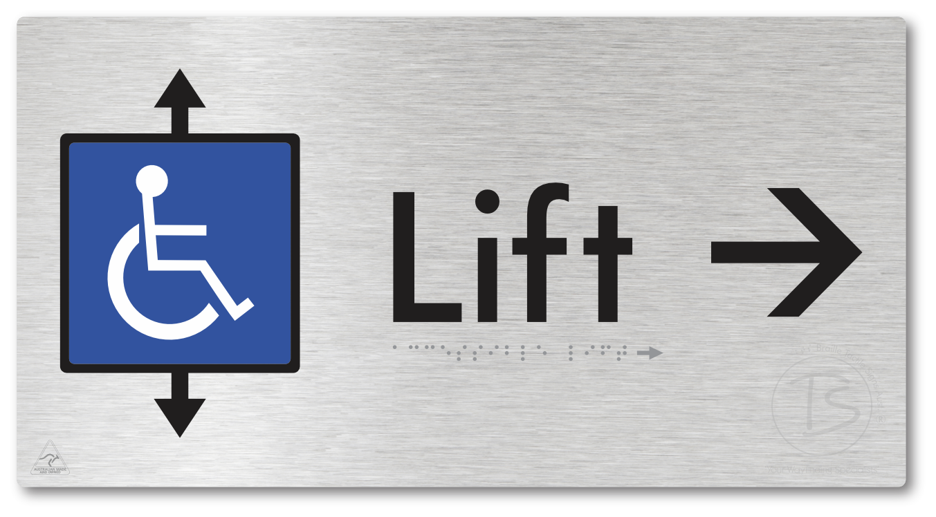 Accessible Lift with Directional Arrow - Braille Tactile Signs Aust.