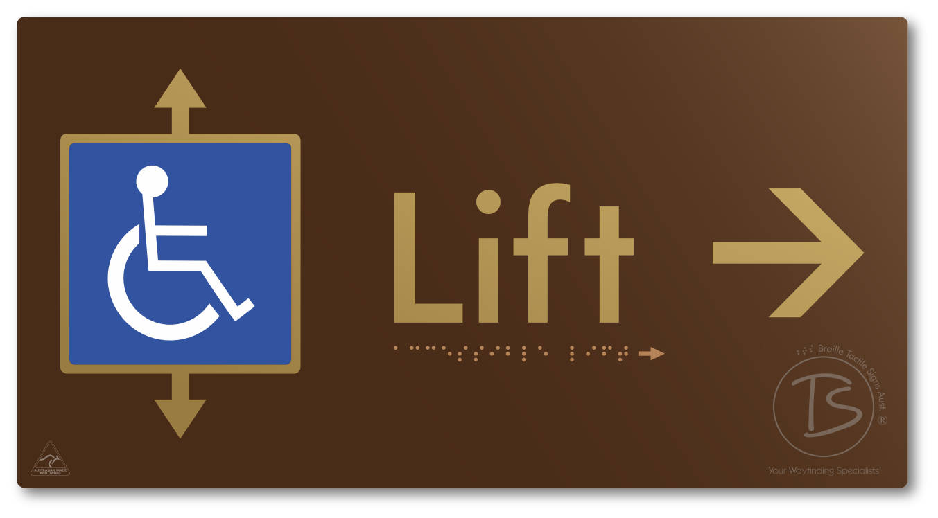 Accessible Lift with Directional Arrow - Braille Tactile Signs Aust.