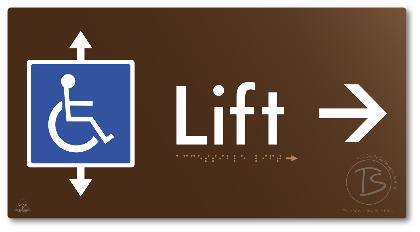 Accessible Lift with Directional Arrow - Braille Tactile Signs Aust.