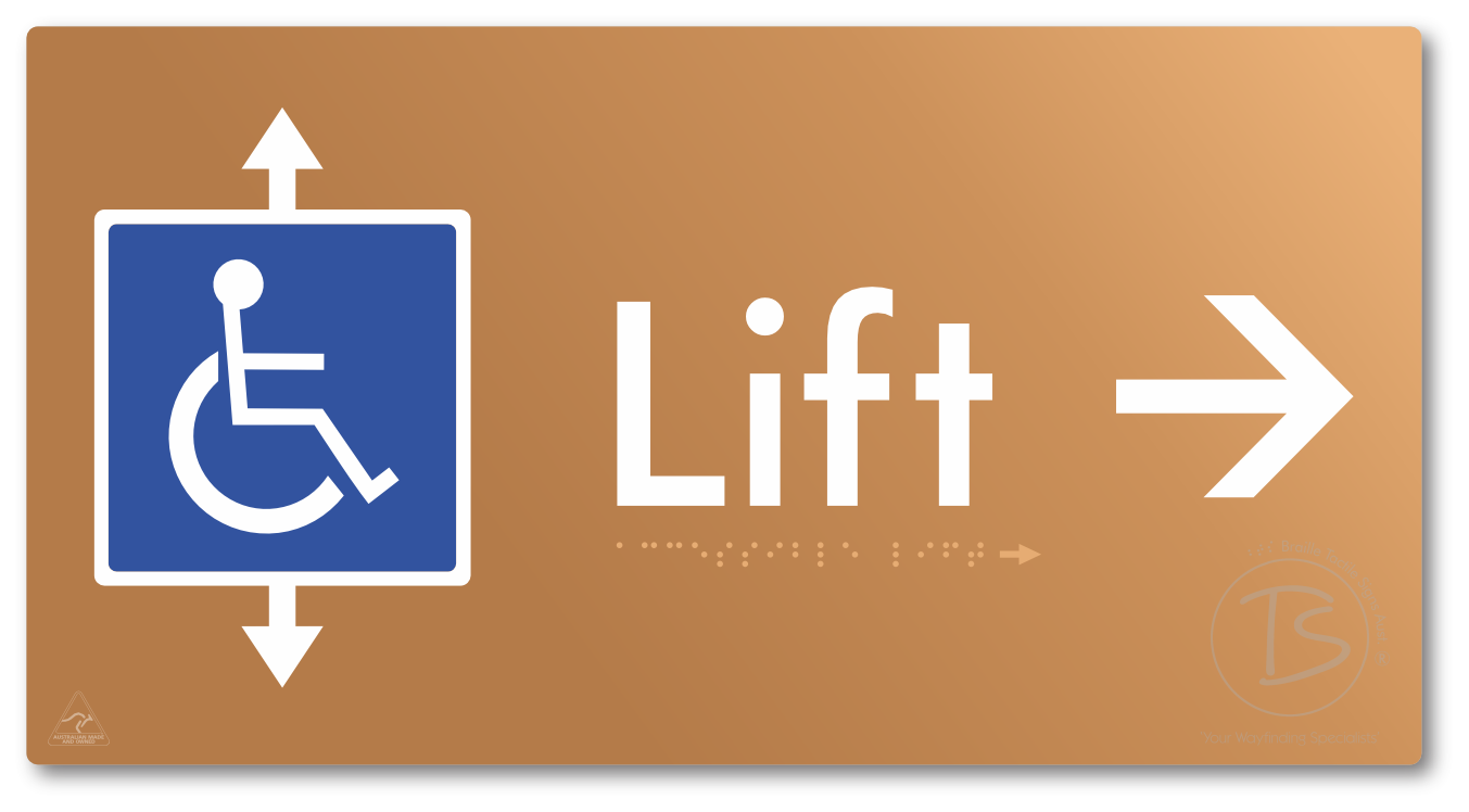 Accessible Lift with Directional Arrow - Braille Tactile Signs Aust.
