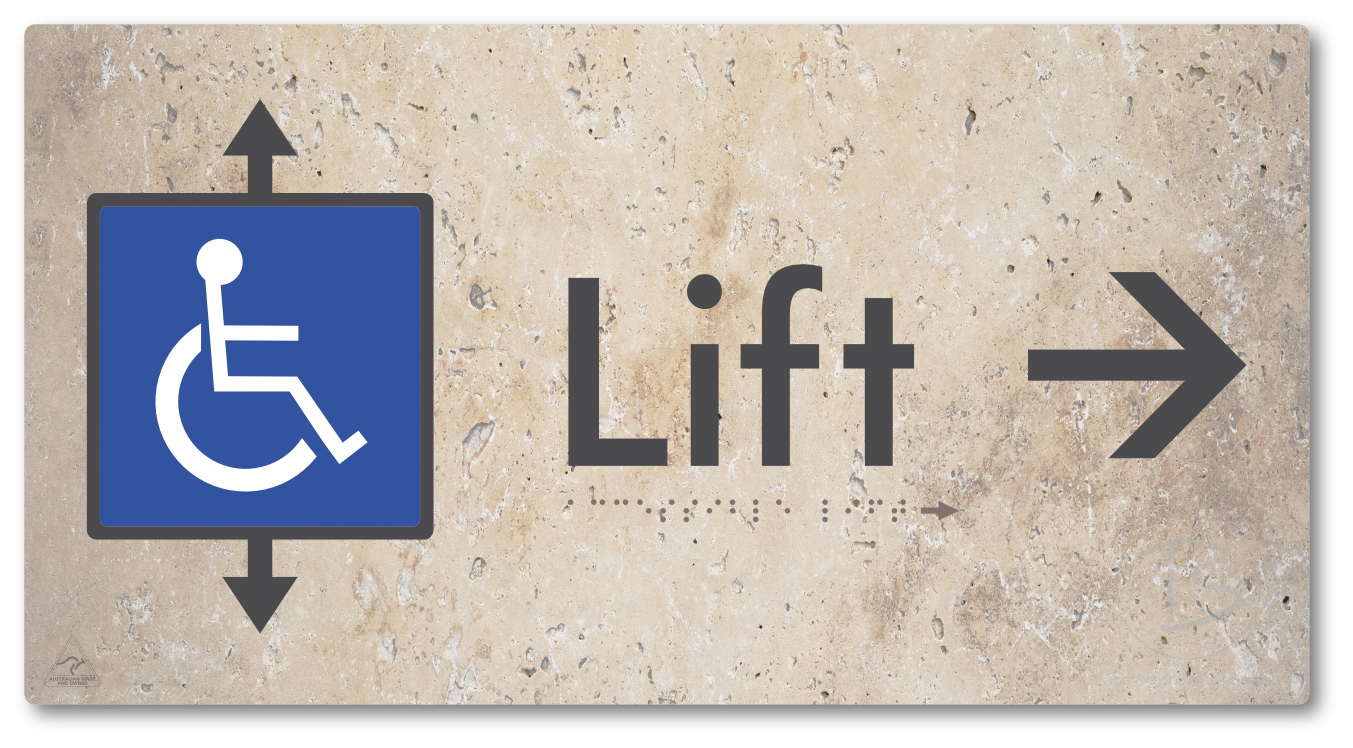 Accessible Lift with Directional Arrow - Braille Tactile Signs Aust.