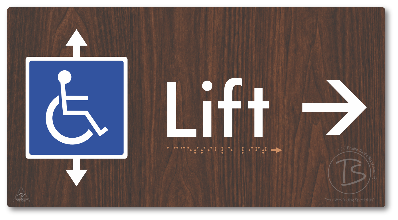Accessible Lift with Directional Arrow - Braille Tactile Signs Aust.