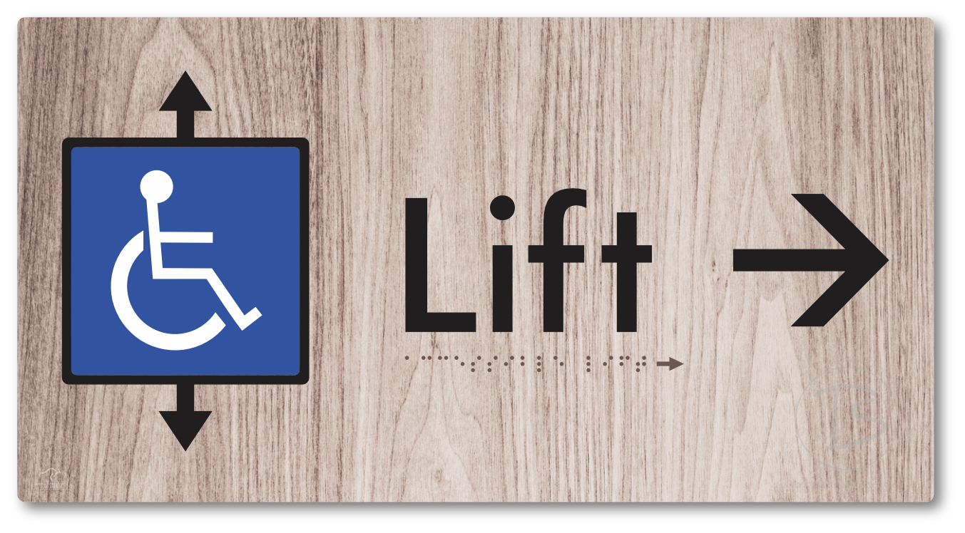 Accessible Lift with Directional Arrow - Braille Tactile Signs Aust.