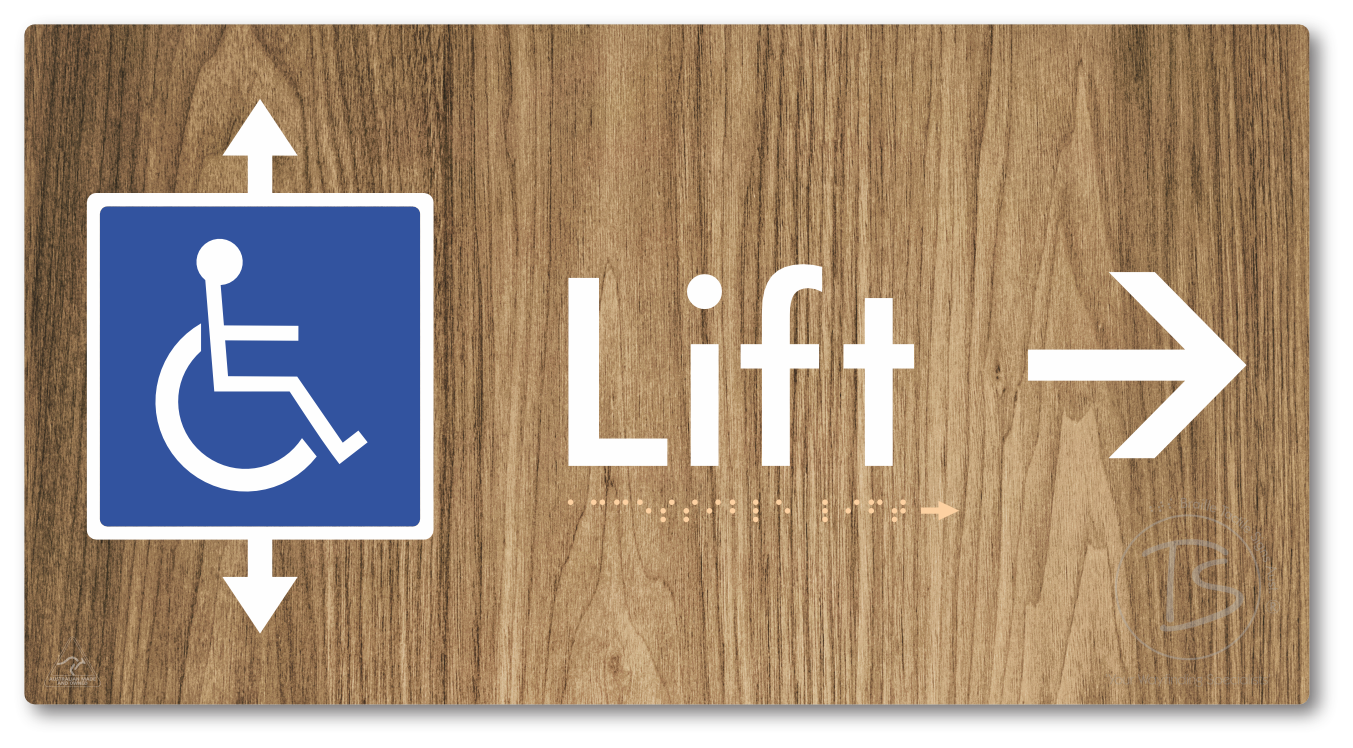 Accessible Lift with Directional Arrow - Braille Tactile Signs Aust.
