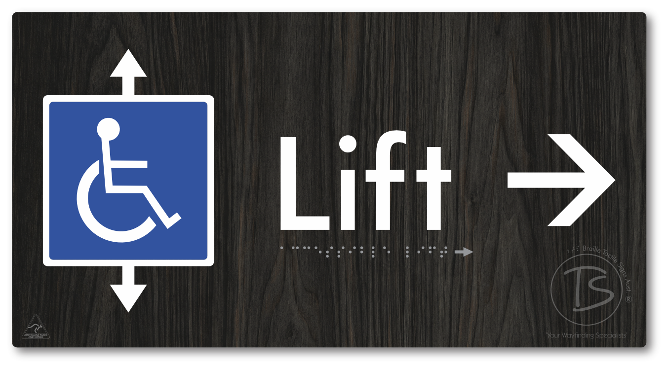 Accessible Lift with Directional Arrow - Braille Tactile Signs Aust.