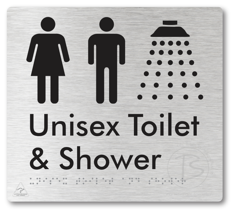 Unisex Toilet & Shower - Braille Tactile Signs Aust.