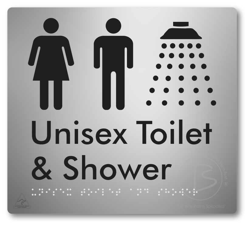 Unisex Toilet & Shower - Braille Tactile Signs Aust.