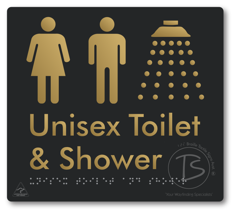Unisex Toilet & Shower - Braille Tactile Signs Aust.