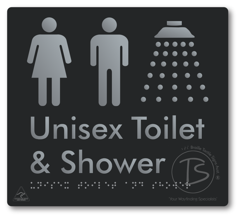 Unisex Toilet & Shower - Braille Tactile Signs Aust.