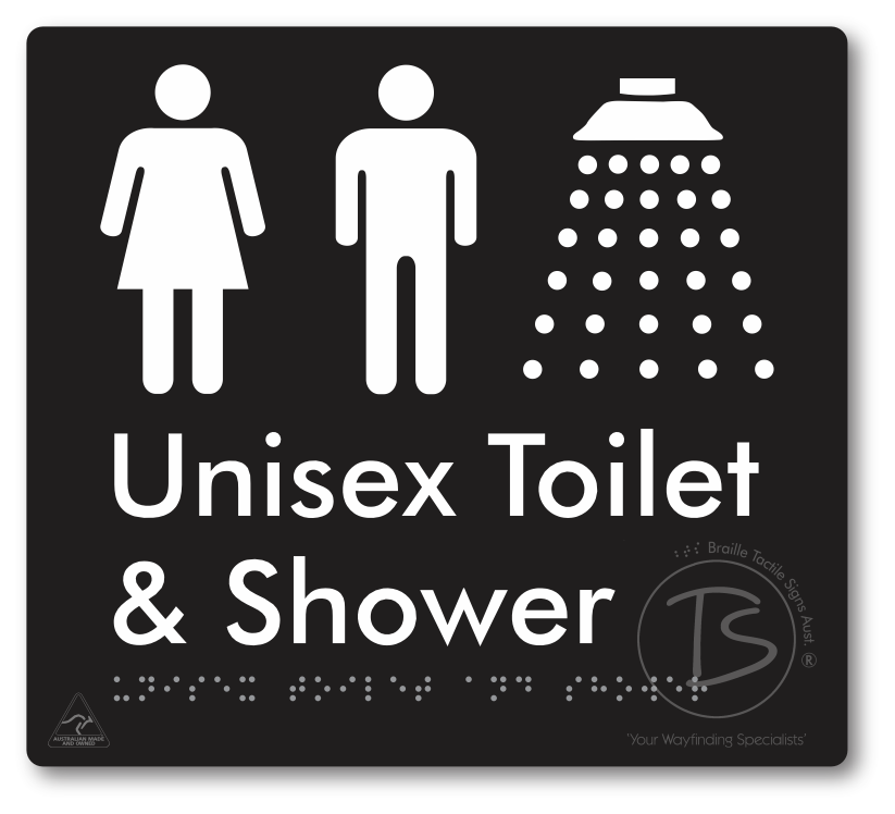 Unisex Toilet & Shower - Braille Tactile Signs Aust.