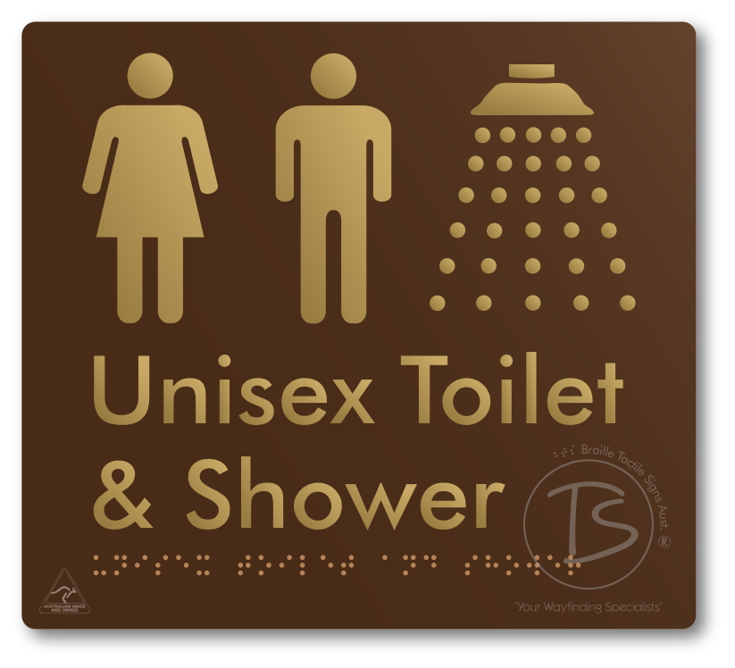 Unisex Toilet & Shower - Braille Tactile Signs Aust.