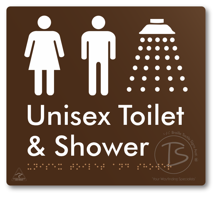 Unisex Toilet & Shower - Braille Tactile Signs Aust.