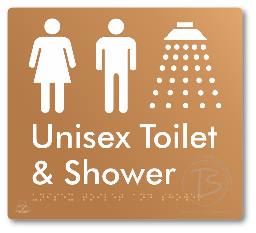 Unisex Toilet & Shower - Braille Tactile Signs Aust.