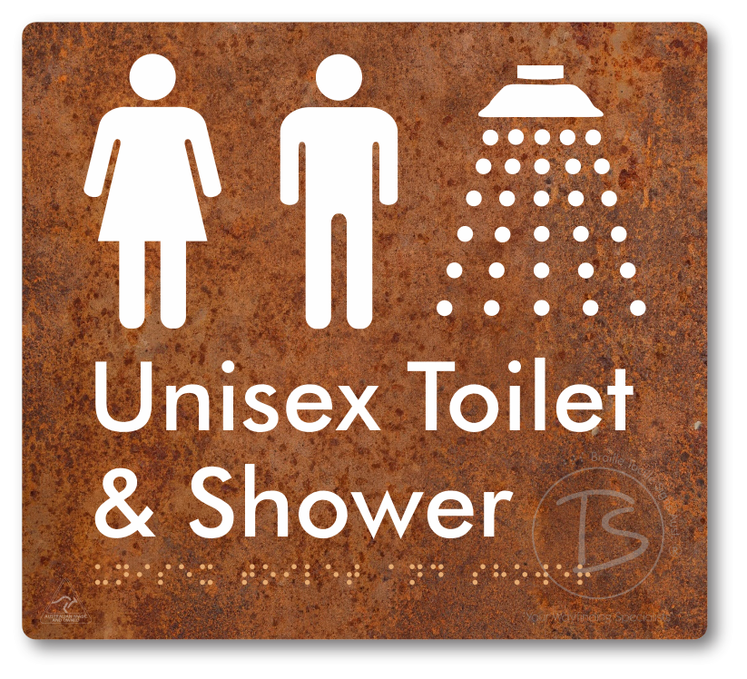 Unisex Toilet & Shower - Braille Tactile Signs Aust.