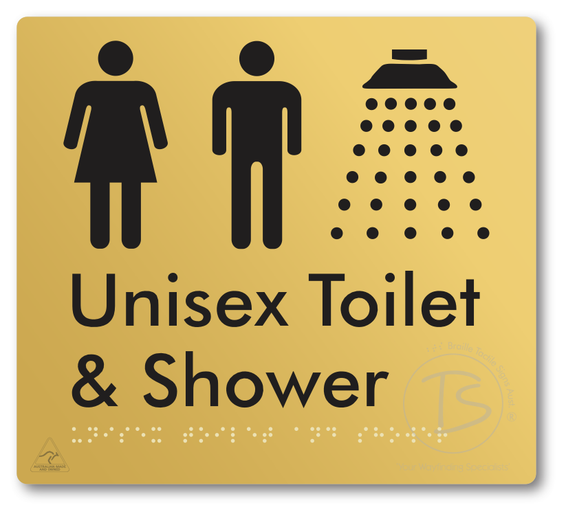 Unisex Toilet & Shower - Braille Tactile Signs Aust.