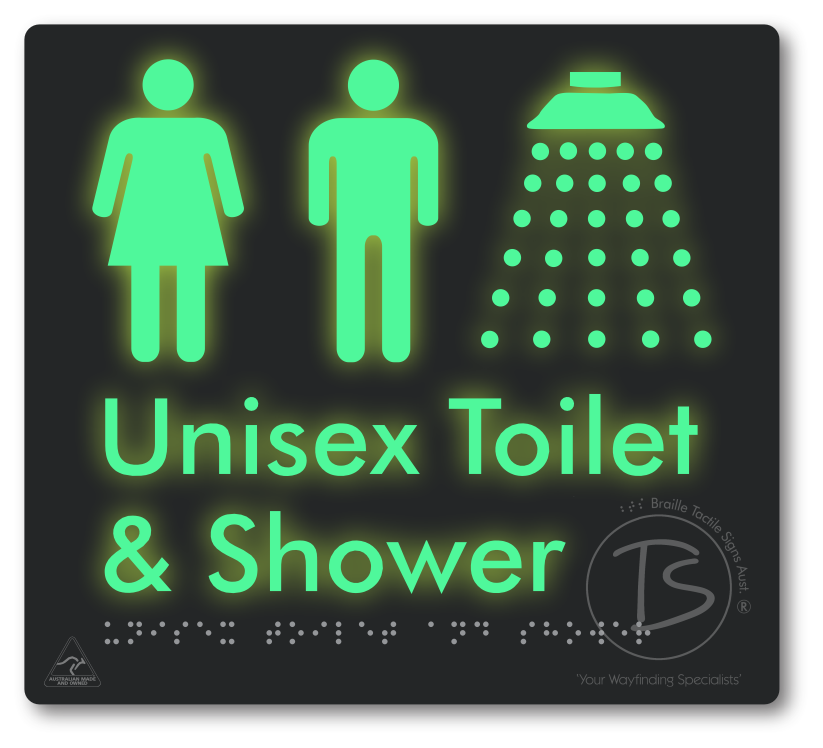 Unisex Toilet & Shower - Braille Tactile Signs Aust.