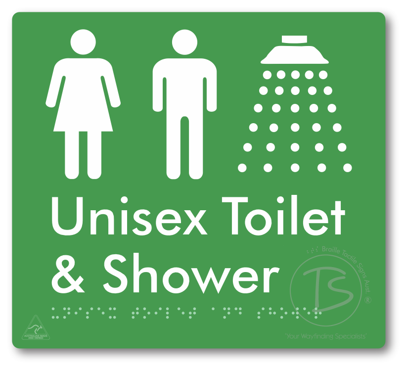 Unisex Toilet & Shower - Braille Tactile Signs Aust.
