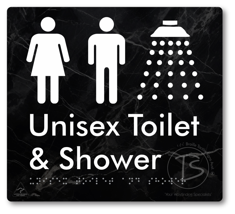 Unisex Toilet & Shower - Braille Tactile Signs Aust.