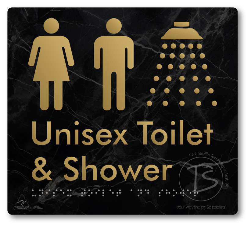 Unisex Toilet & Shower - Braille Tactile Signs Aust.