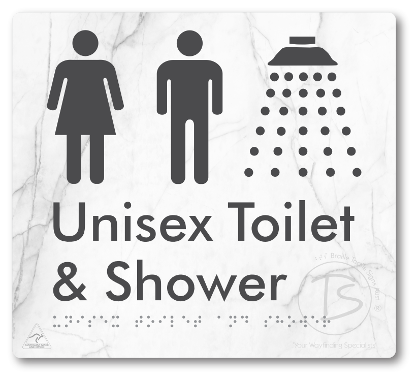 Unisex Toilet & Shower - Braille Tactile Signs Aust.