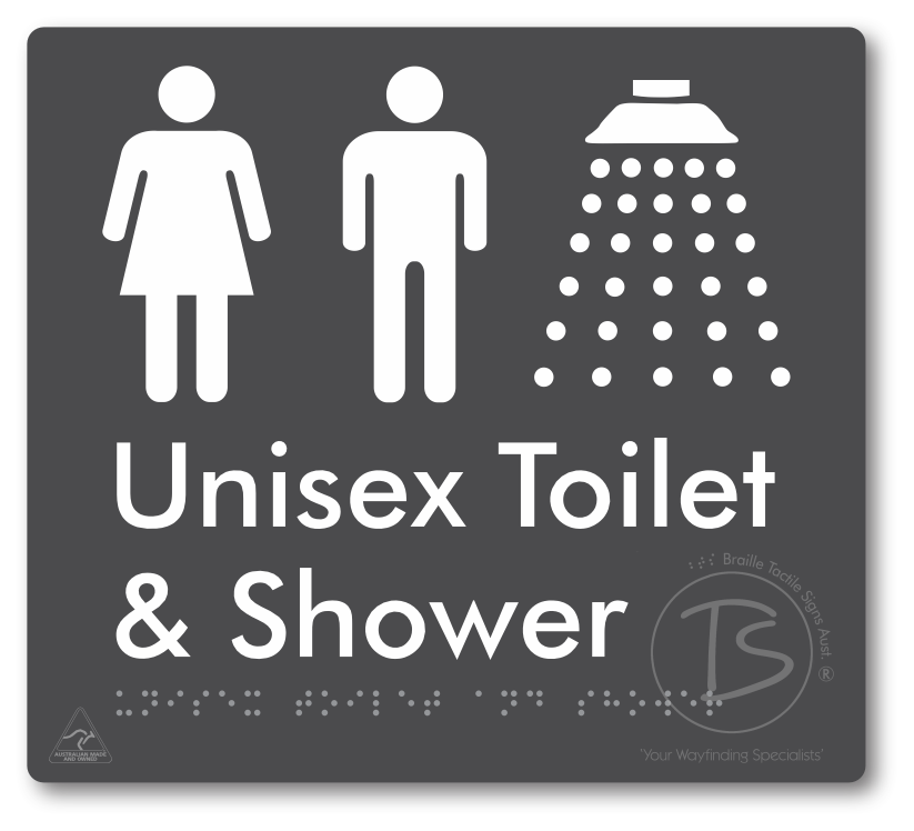 Unisex Toilet & Shower - Braille Tactile Signs Aust.