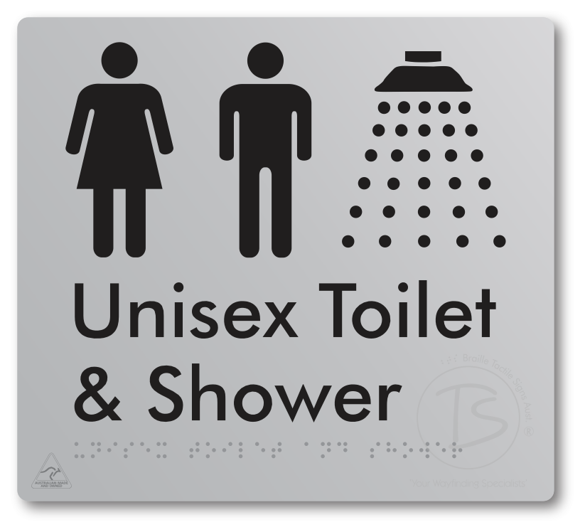 Unisex Toilet & Shower - Braille Tactile Signs Aust.